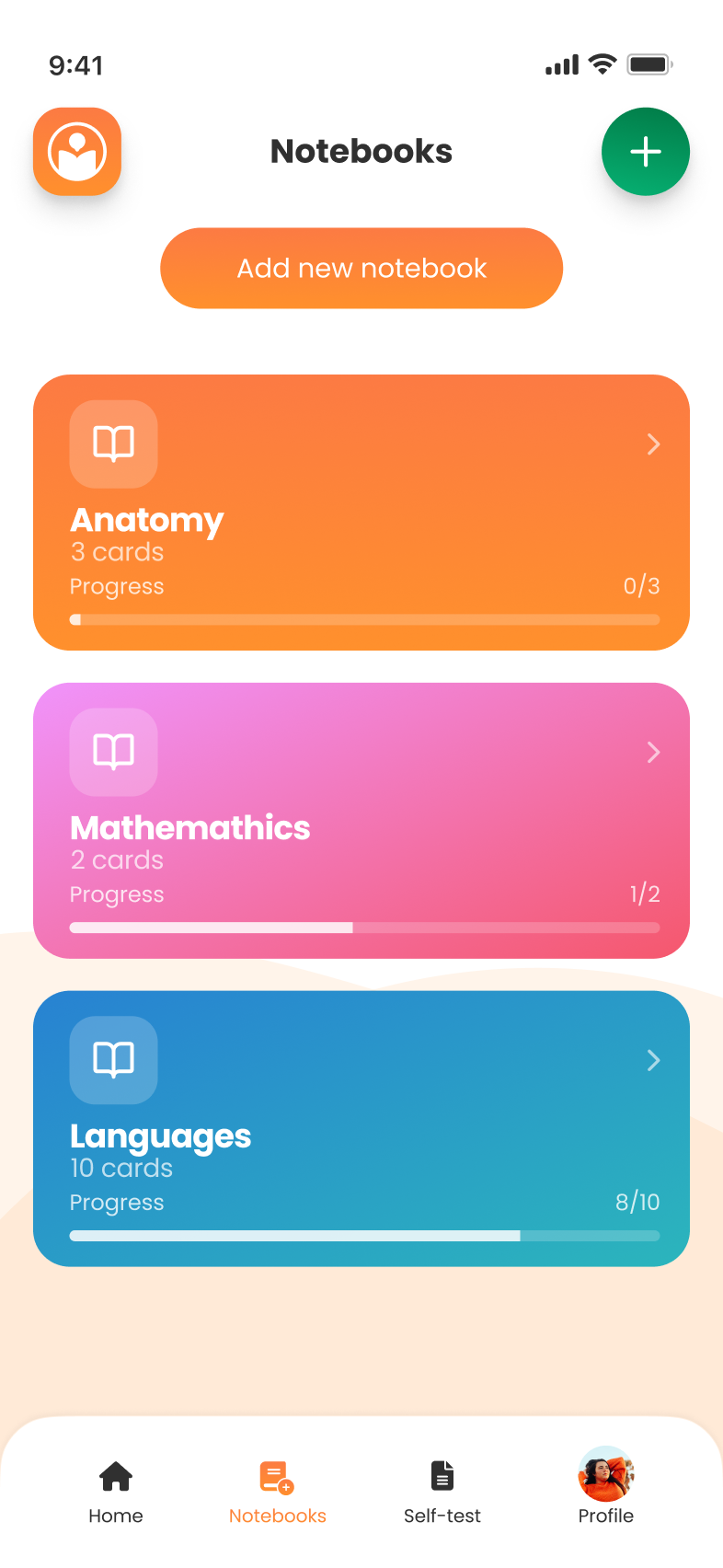 Notebooks App Screen